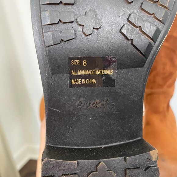 Qupid Boho Western Brown Tan Faux Suede Over The Knee Riding Boots US 8 - Picture 8 of 8